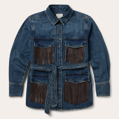 Dark Denim Fringe Jacket Women