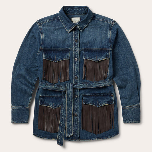 Dark Denim Fringe Jacket Women