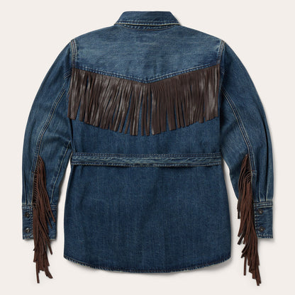 Dark Denim Fringe Jacket Women