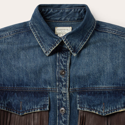 Dark Denim Fringe Jacket Women