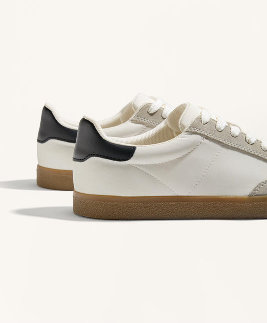 Nylon and split leather trainers