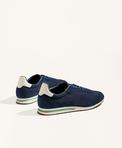 Nylon trainers with split-leather pieces