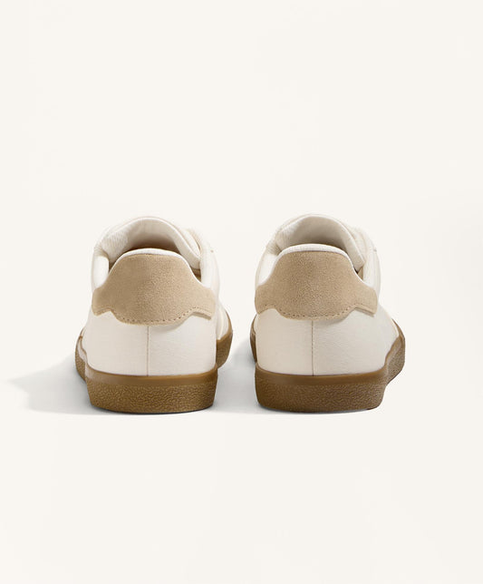 Canvas and split leather trainers