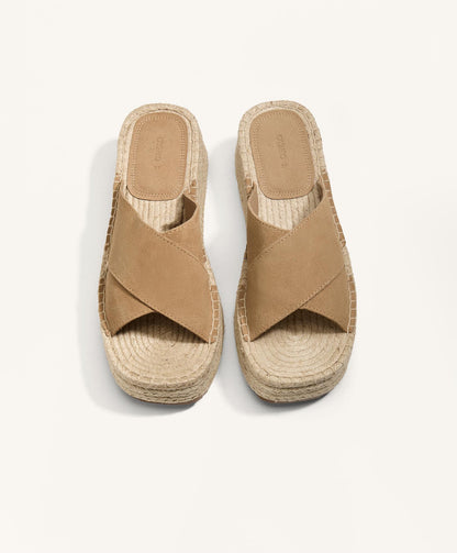 Split-leather wedge sandals