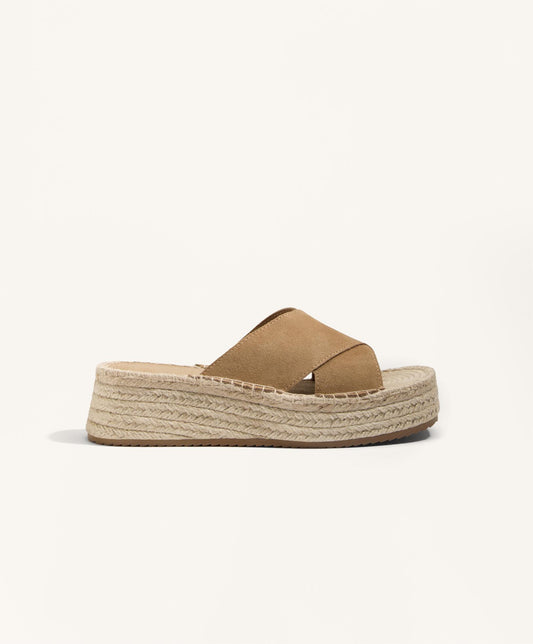 Split-leather wedge sandals