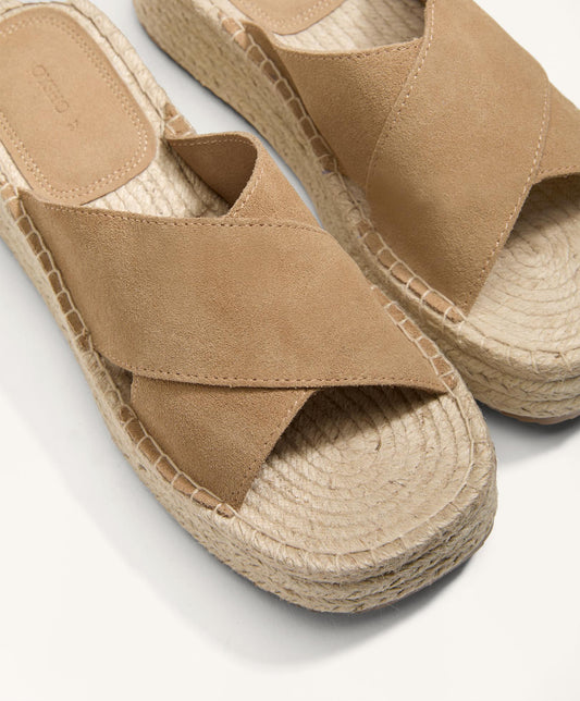Split-leather wedge sandals
