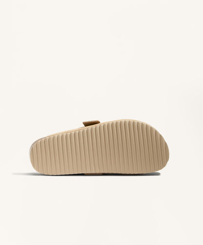 Buckled split-leather mules