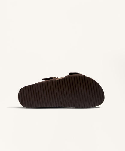 Buckle split-leather slides