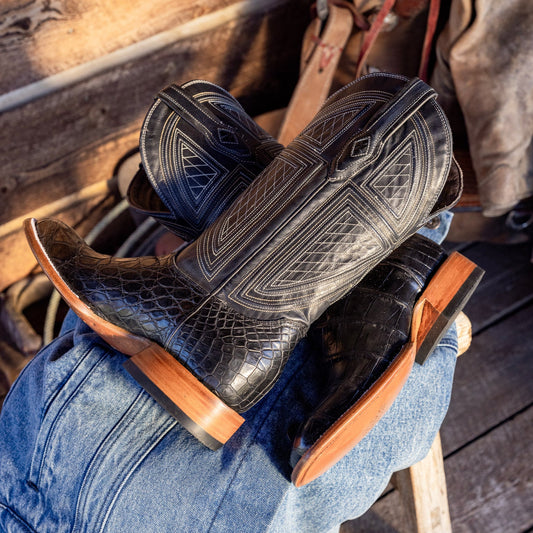 Black Falls Alligator Cowboy Boot Men