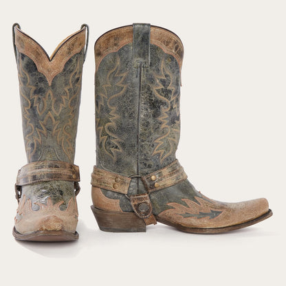 Sundance Kid Washed Crater Black Cowboy Boot Men