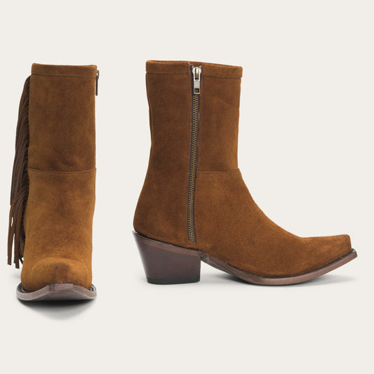 Halle Suede Fringe Side Zip Boot Women