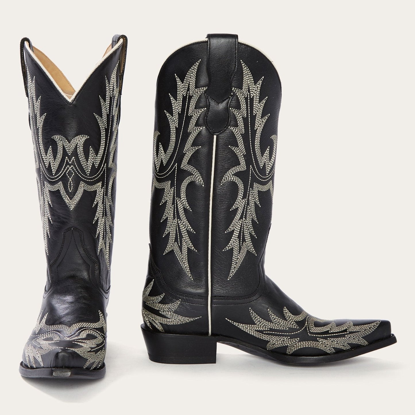 Tina Black & White Flame Embroidered Cowboy Boot Women