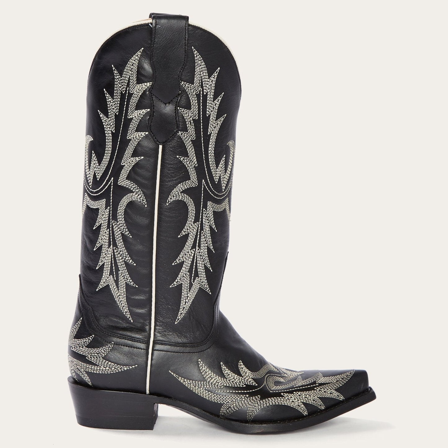 Tina Black & White Flame Embroidered Cowboy Boot Women
