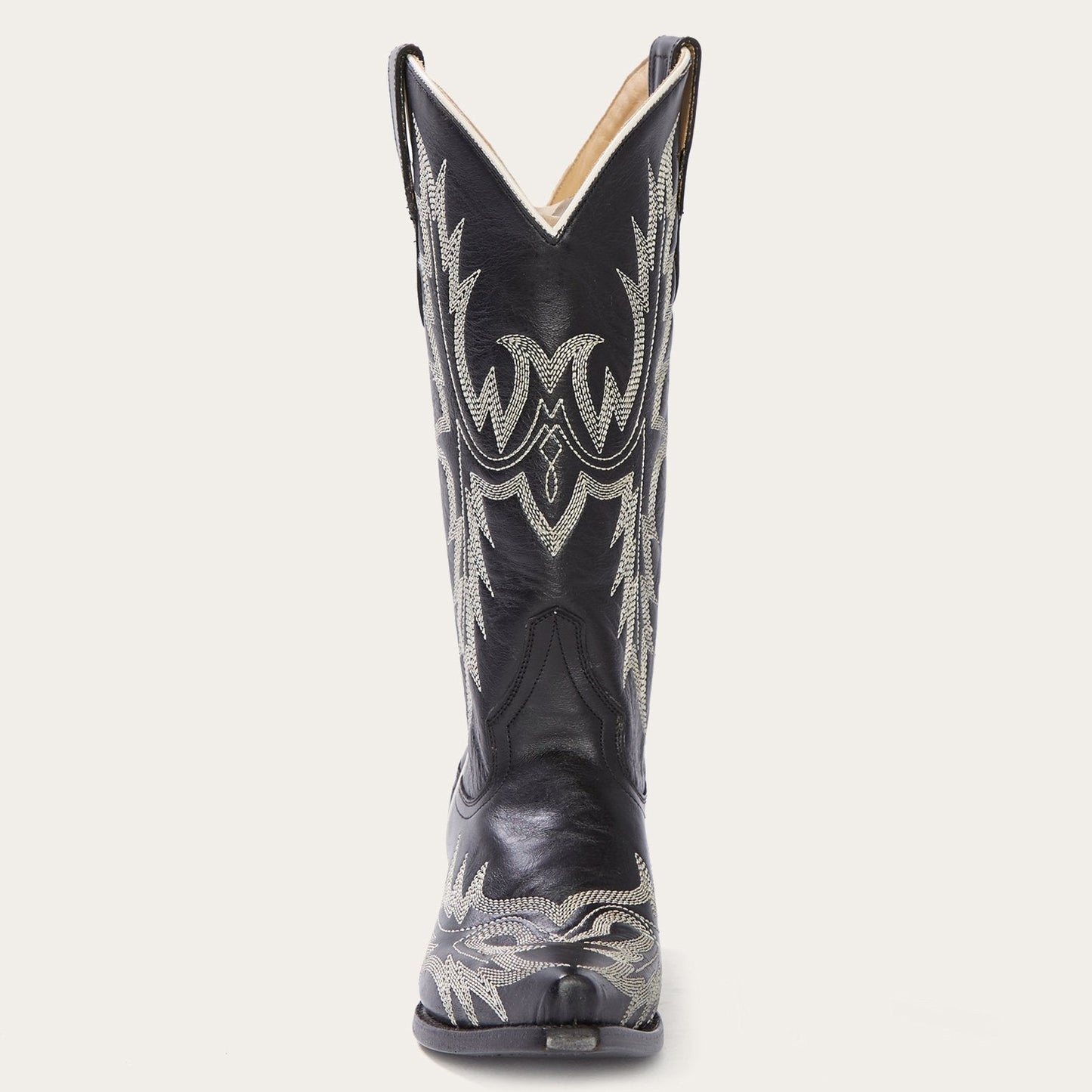 Tina Black & White Flame Embroidered Cowboy Boot Women