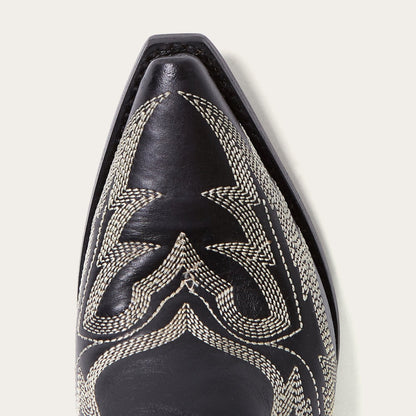 Tina Black & White Flame Embroidered Cowboy Boot Women