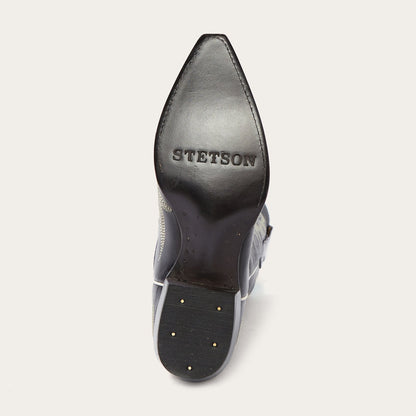 Tina Black & White Flame Embroidered Cowboy Boot Women