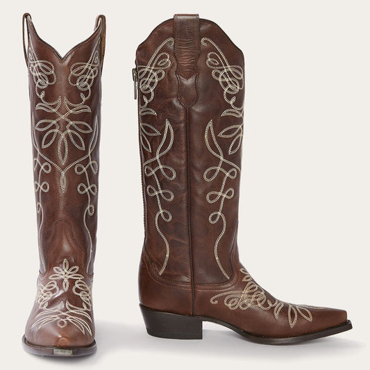 Adeline Burnished Brown Back Zip Cowboy Boot Women