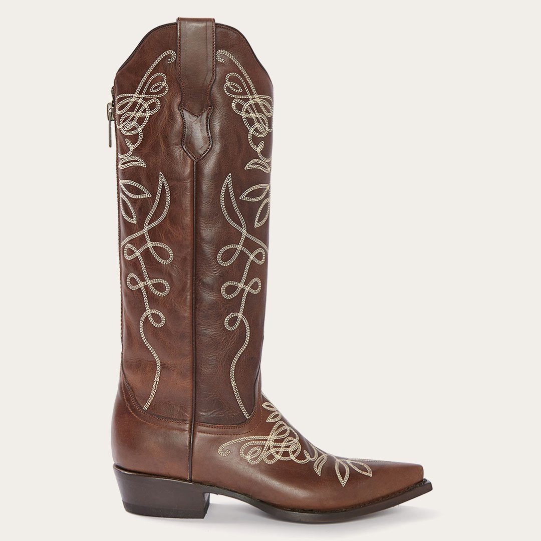 Adeline Burnished Brown Back Zip Cowboy Boot Women