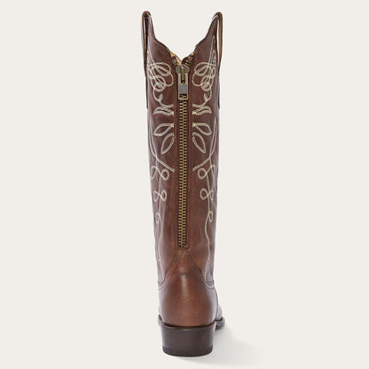 Adeline Burnished Brown Back Zip Cowboy Boot Women