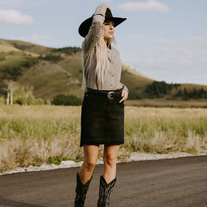 Black Denim 5Pocket Skirt Women