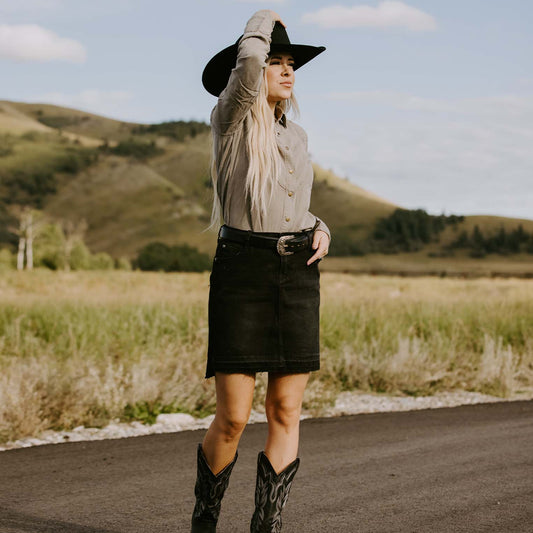 Black Denim 5Pocket Skirt Women