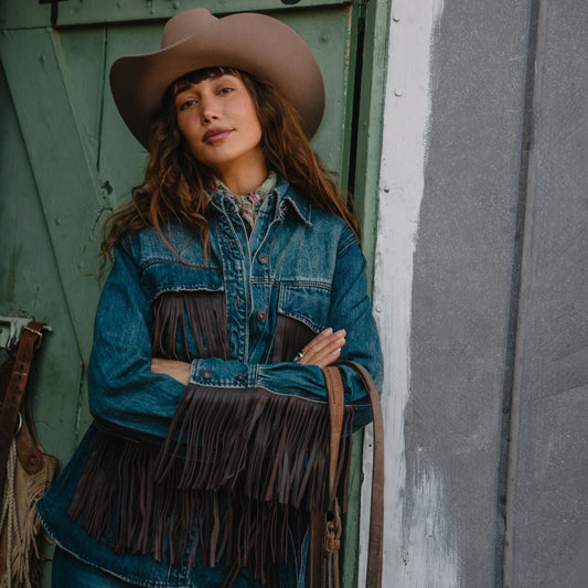Dark Denim Fringe Jacket Women