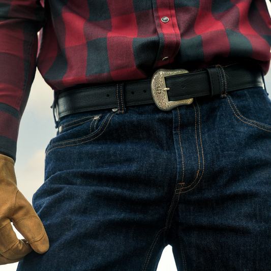 Bison Leather Concho Belt Black Men