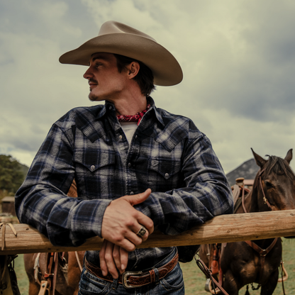Brushed Twill Plaid Western Shirt Men