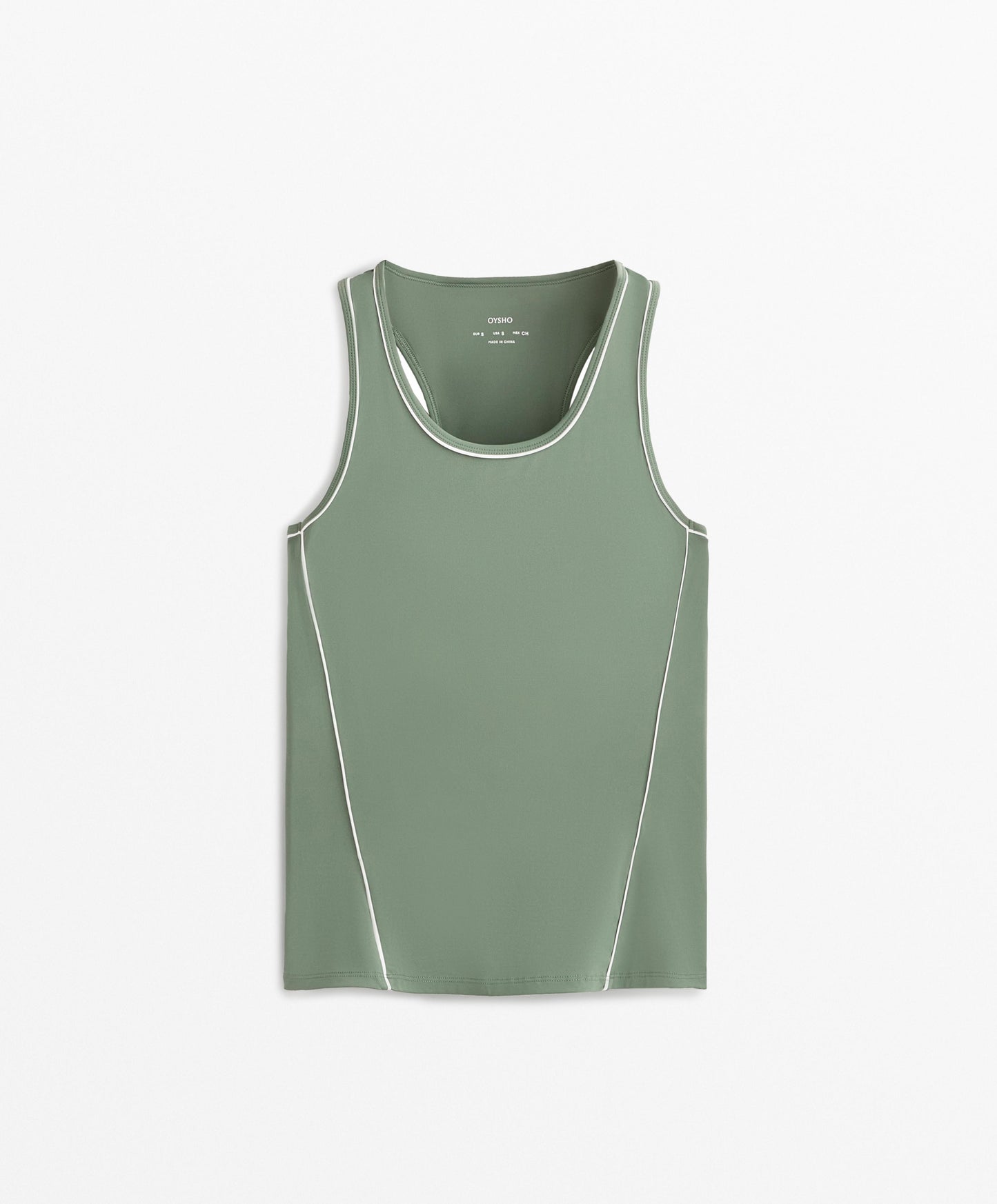 Piping detail sleeveless T-shirt