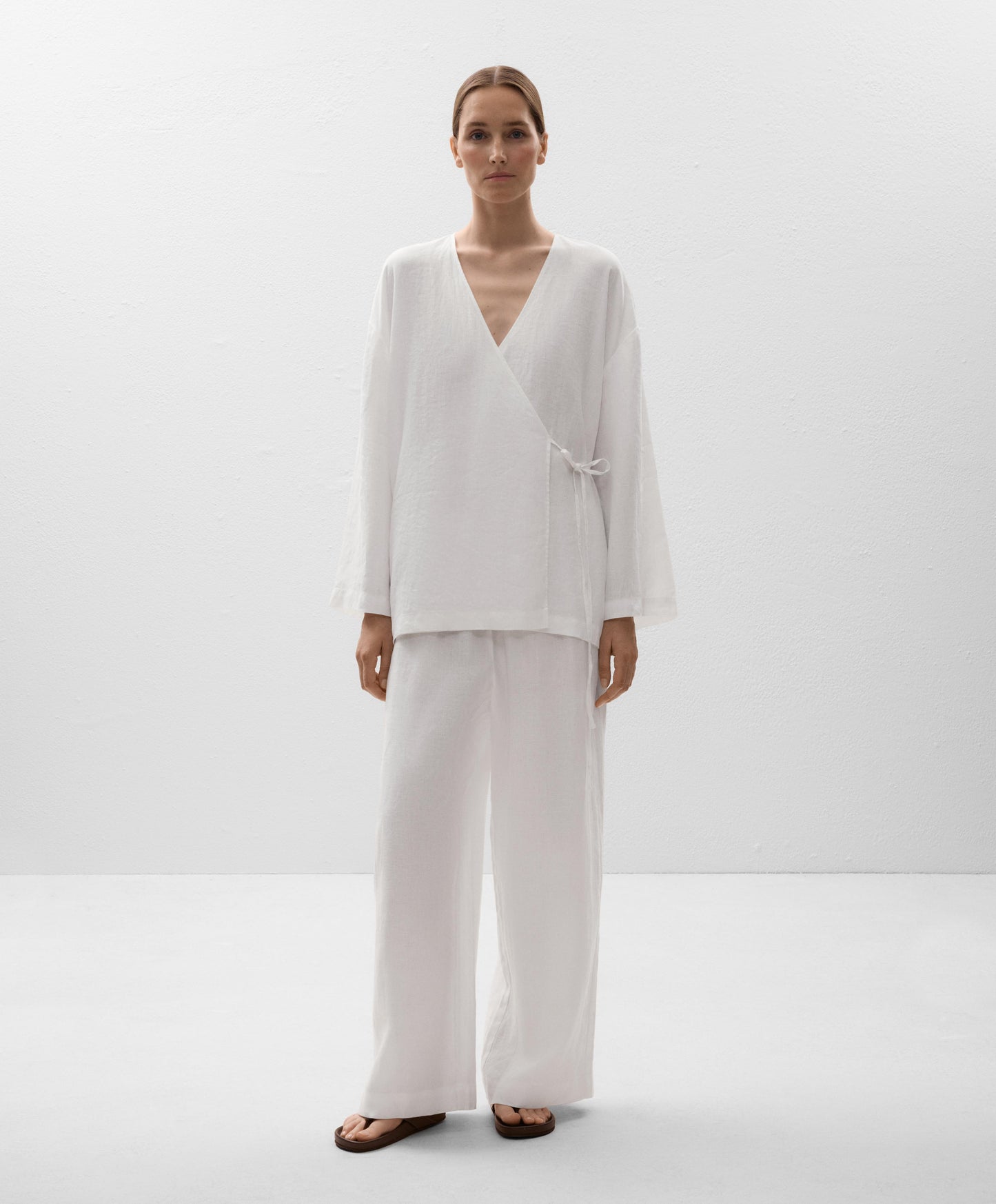 100% linen side tie kimono shirt
