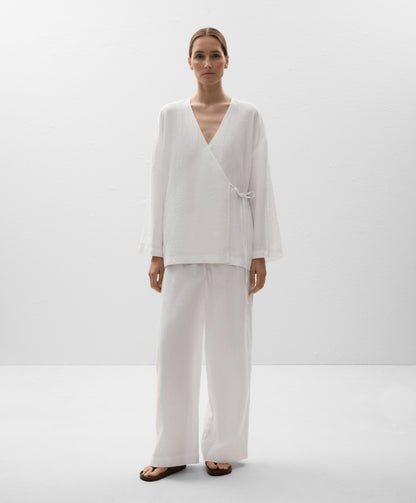 100% linen side tie kimono shirt