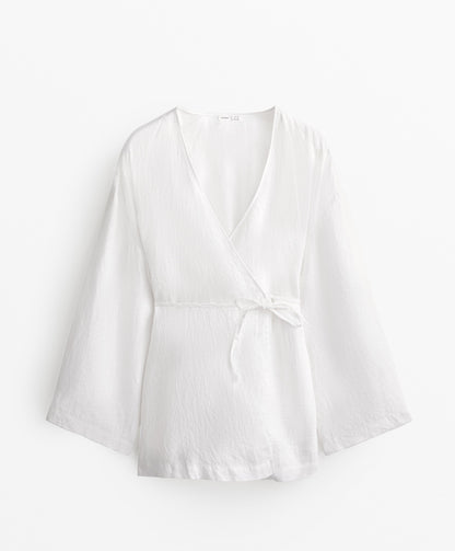 100% linen side tie kimono shirt
