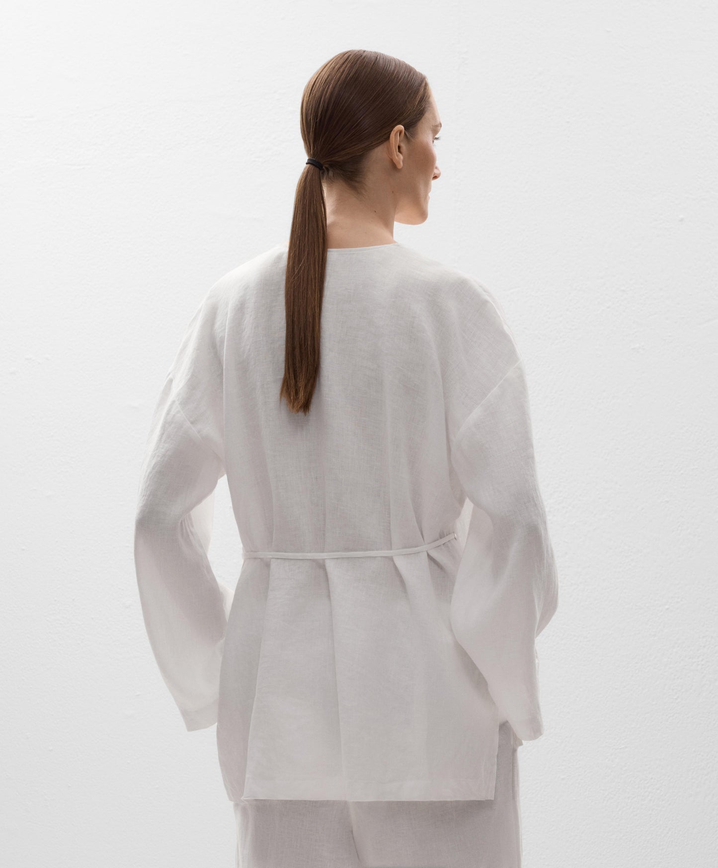 100% linen side tie kimono shirt
