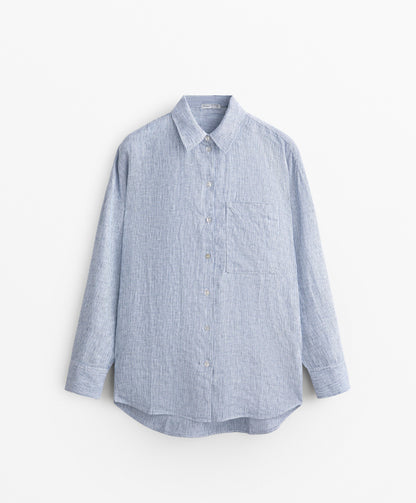 100% linen relaxed striped shirt