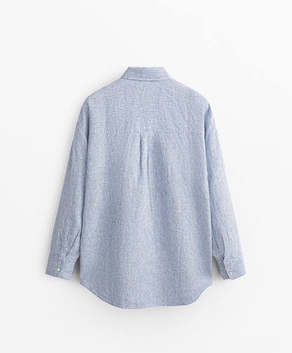 100% linen relaxed striped shirt