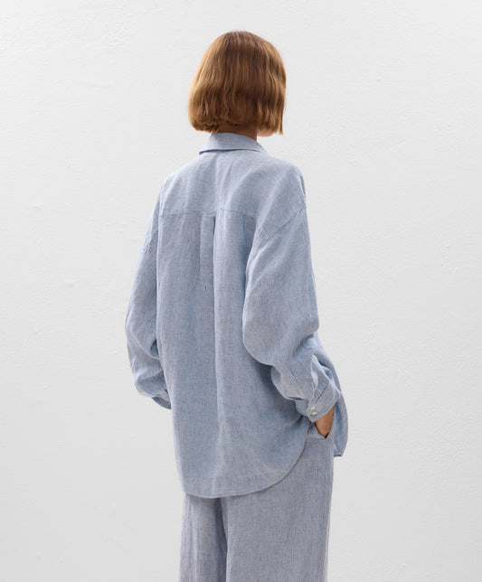 100% linen relaxed striped shirt