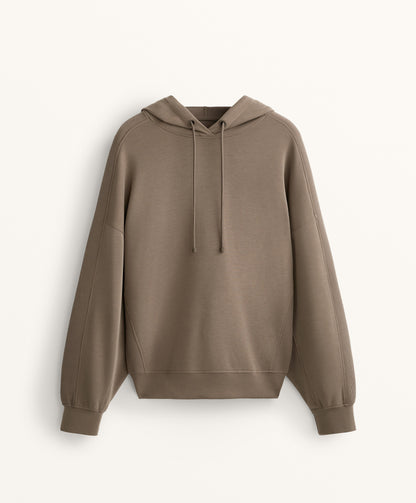Boxy rib detail hoodie in soft modal