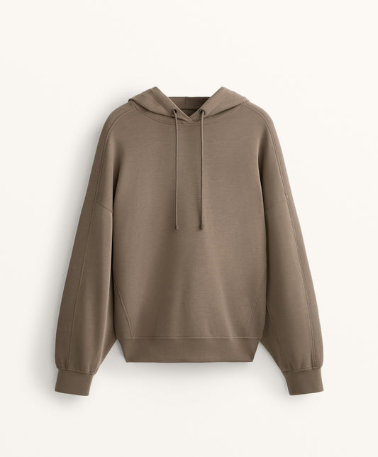 Boxy rib detail hoodie in soft modal