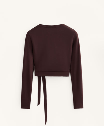 Wrap Over Rib Cotton Blend T-Shirt