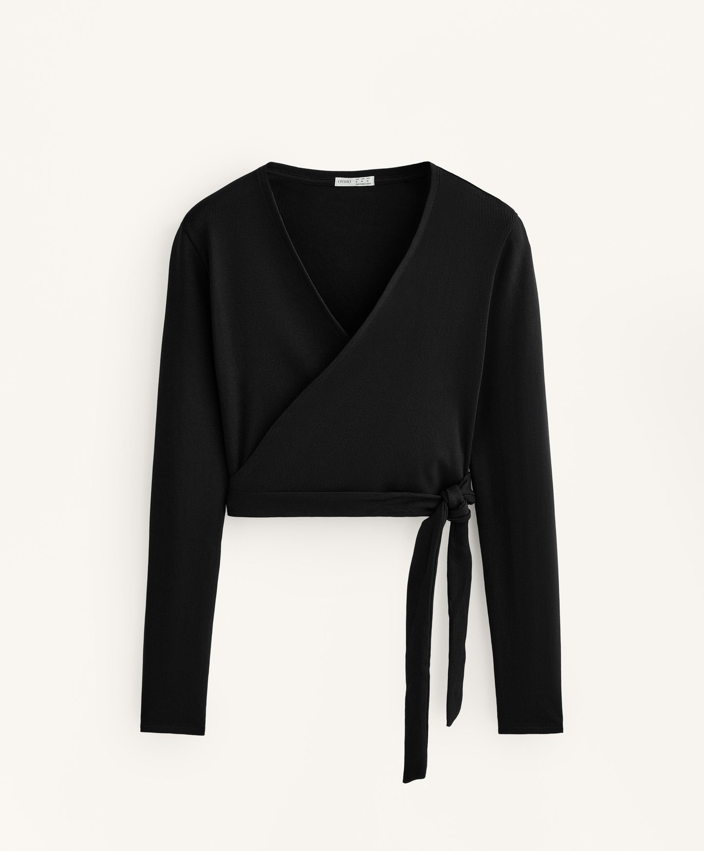 Wrap Over Rib Cotton Blend T-Shirt