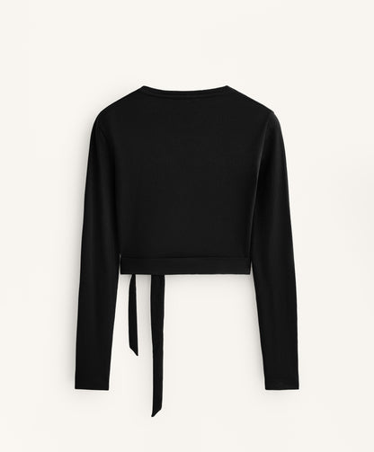 Wrap Over Rib Cotton Blend T-Shirt
