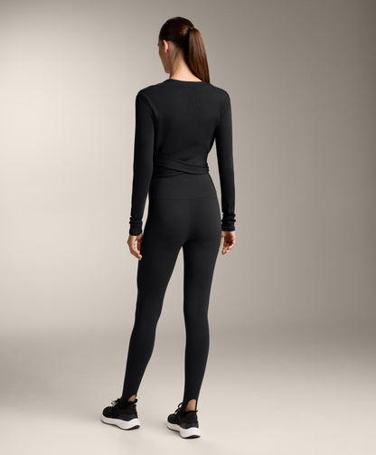 Wrap Over Rib Cotton Blend T-Shirt