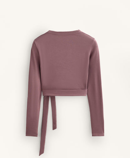 Wrap Over Rib Cotton Blend T-Shirt