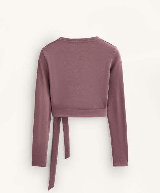 Wrap Over Rib Cotton Blend T-Shirt