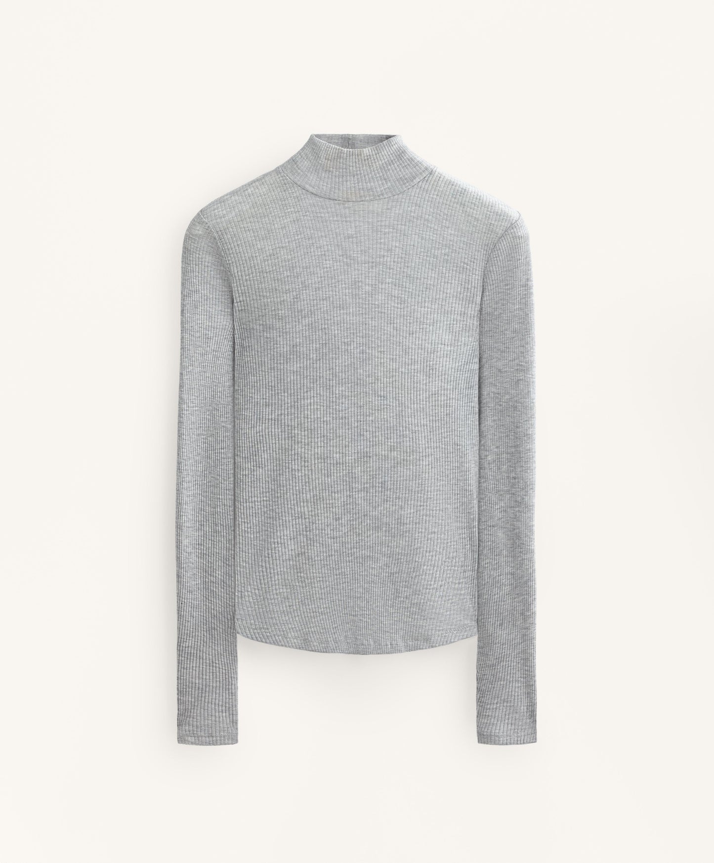 High neck rib T-shirt with lyocell