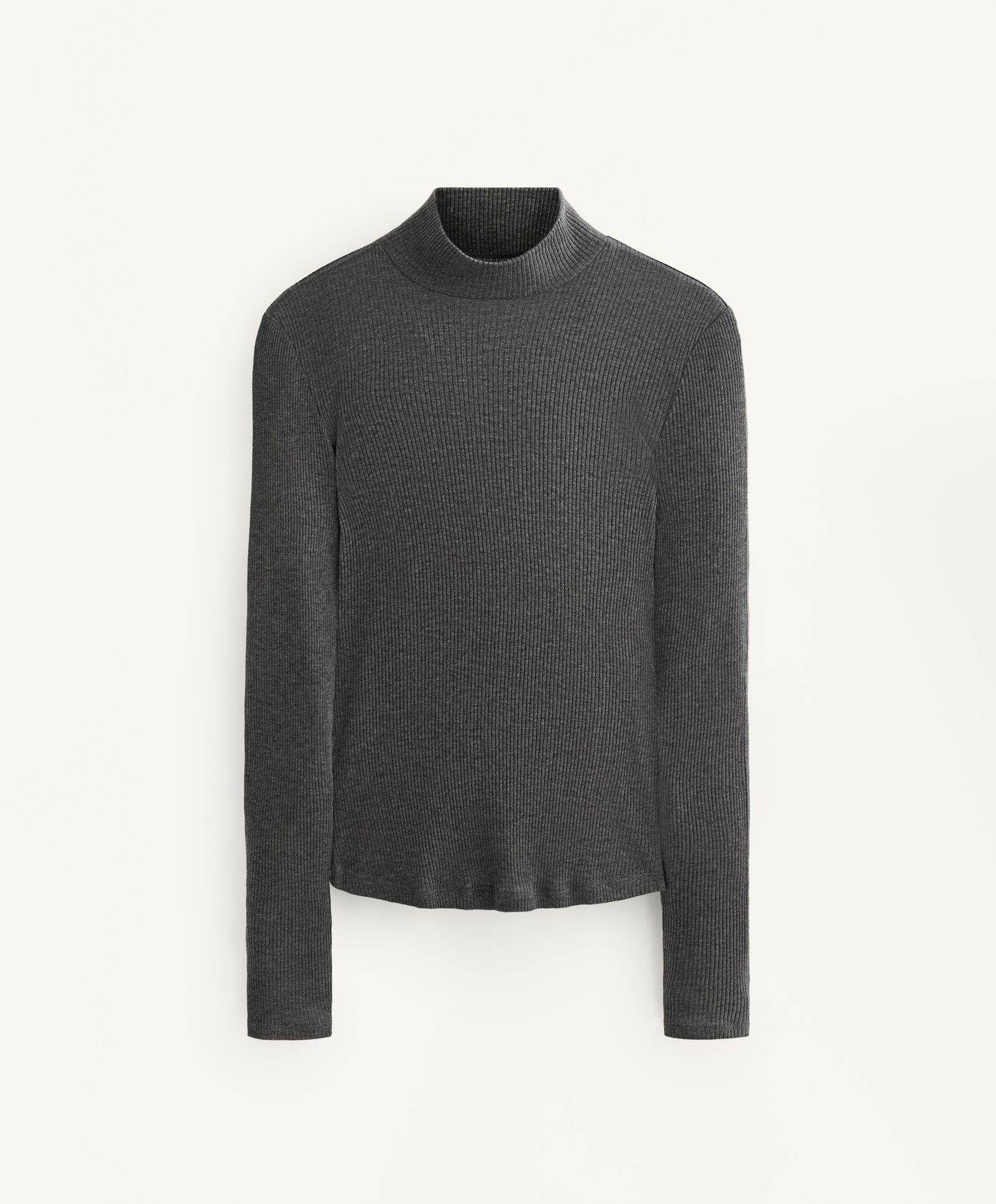 High neck rib T-shirt with lyocell