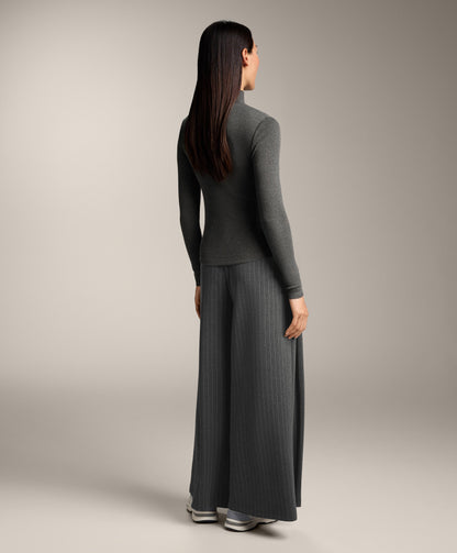 High neck rib T-shirt with lyocell