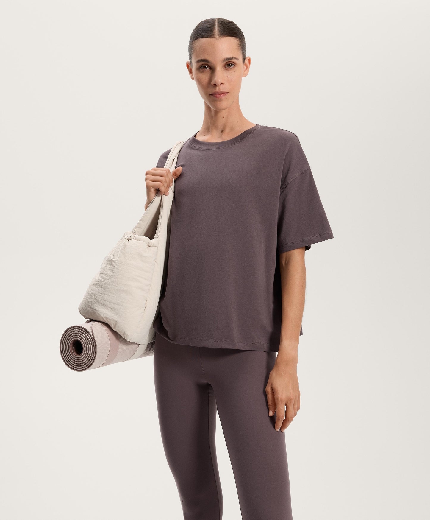 Boxy short-sleeve cotton blend T-shirt