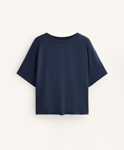 Boxy short-sleeve cotton blend T-shirt