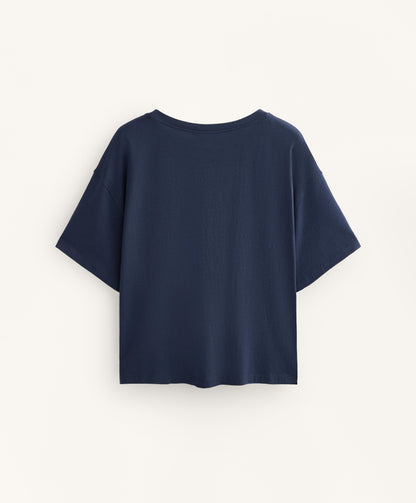 Boxy short-sleeve cotton blend T-shirt